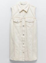 Zara NWT Denim Dress with Topstitching - Vanilla. Size XS! Photo 0