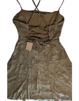 NWT Rihoas Olive Fit and Flair Mifi Dress Medium HOCO Game Day Prom Evening Photo 0