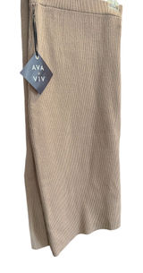 Ava & Viv Ribbed Knit Midi Skirt‎ Tan Size 3X 24 26 Elastic Waist Pull On Photo 0