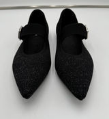 VIVAIA Black Shimmer Pointed Toe Mary Jane Flats Women’s Size 41.5 Photo 0