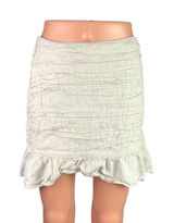Abercrombie & Fitch Beige Linen Crinkle Ruched Ruffle Pencil Mini Skirt Size M Photo 0