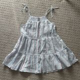 Maeve by Anthropologie Gauzy Tiered Dress Cover Up Light Blue Pink Stripe‎ XS Photo 0