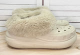 Crocs Furever Crush Faux Fur Lined Platform‎ Clogs Ivory Bone Women Size 8 Photo 0