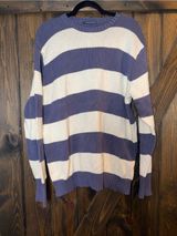 Brandy Melville Sweater Blue Striped Knit Crewneck Pullover Preppy M Photo 0