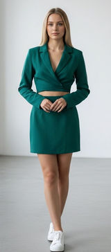 Abercrombie & Fitch Green Cutout Blazer Mini Dress S‎ Long Sleeve Career Photo 0