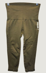 2227 | Gymshark Energy Seamless Cropped High Waist Leggings Olive Green Women S Photo 0