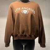 Hollister Los Angeles Brown Graphic Sweatshirt Crewneck Pullover Top - S Photo 0