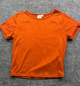 Live In The Moment Womens XS Burnt Orange Rust Short Sleeve Crop Top Baby Tee Photo 0