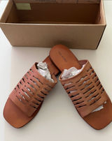 Free People Slice of Sun Leather Slide Sandals Brown NIB No Lid Size 8 / 38 Photo 0