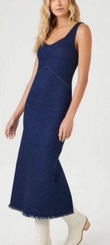 Frayed Denim Maxi Dress Photo 0