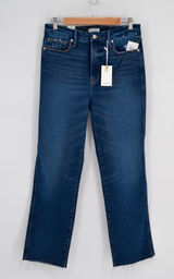 Good American Good Curve Straight Jeans Womens 8 / 29 Blue Raw Hem Photo 0