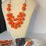 Paparazzi Orange Beaded Jewelry Set - Necklace, Bracelet, Ring, Earrings Photo 0