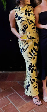Topshop Dress Yellow & Black Floral Maxi Photo 0
