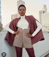 ModCloth Pardon My French Quarter Cape‎ Wool Blend Tweed Burgundy Size S Photo 0