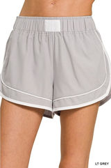 Zenana Soft Woven Lined Dolphin Shorts - Lt. Grey - Large Photo 0