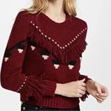 LoveShackFancy Atlas Fringe‎ Crop Red Baby Alpaca Wool Blend Sweater Size Small Photo 0