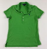 Ralph Lauren Polo Womens M Green Collared Short Sleeve Slim Fit Cotton Logo Photo 0