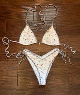 Pacsun White Printed Moira Triangle Bikini Top and bottom  Photo 0