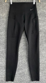 Nike Go Dri-Fit Black Leggings Pockets Zipper Activewear Gym Workout Sporty Photo 0