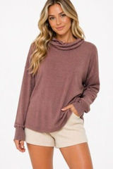 Aerie Oversized Cozy Mauve Cowl Neck Sweatshirt Lightweight Size Small Photo 0