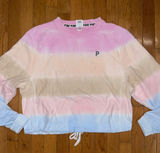 PINK Victoria's Secret Pastel Tie-Dye Cropped Crewneck - Pink, Cream, Light Blue Photo 0