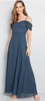 ModCloth Resounding Wow Maxi Dress Gown Prom Off the Shoulder Women's sz. 8 Photo 0