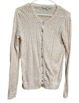 Loft Women's Size Medium Cardigan Sweater Beige White Floral Lightweight Cotton Photo 0