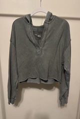 Aerie Sweatshirt Cropped Green Photo 0