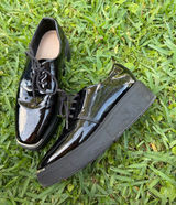 ALDO Sevrradia Black Patent Platform Oxford Loafers Size 7 Chunky Academia Photo 0
