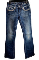Miss Me Jeans Women's Size 26 boot cut Denim Embellished trim flap‎ Pockets Photo 0