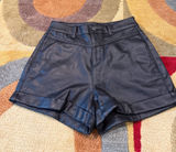 American Eagle Outfitters Black Faux Leather High Rise Cuffed Mini Shorts Size 0 Photo 0