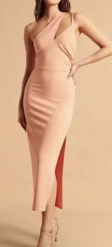 Abercrombie & Fitch NWT Bridesmaid Dress Sz MED Peach Asymmetric‎ Formal Prom Photo 0