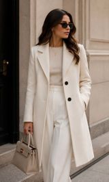 Bershka Ivory Long Coat Quiet Luxury Minimalist Old Money Tailored Classic Size S Photo 0