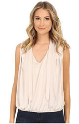 Free People Forget Me Knot Sleeveless Tie-Neck Blouson Top in Light Beige Large Photo 0