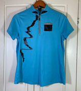 Jamie Sadock Womens Blue Never Be Tamed Quarter Zip Golf Polo Shirt Small READ Photo 0