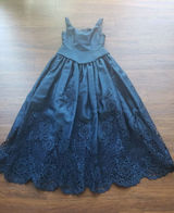 Rose Taft Blue Formal Embroidered Floral Lace Wedding Prom Dress Romantic Photo 0
