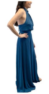 NEW Yumi Kim Womens M High Demand Maxi Dress Ink Blue Halter Top‎ Gown Photo 0