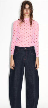 Zara sheer heart print top. S Photo 0