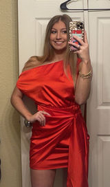 Red one shoulder mini dress Photo 0