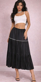 Y2K My Michelle Black‎ Tiered Midi Skirt Fairy Grunge Whimsigoth Size M Photo 0