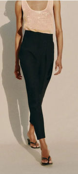 Zara Black Cropped High-Waist Slim Pants Photo 0