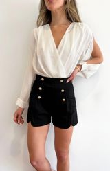 High Waist Gold Button Shorts Photo 0
