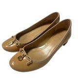 Tory Burch Chelsea Camellia Pump Tan Nude Patent Leather Low Heel Logo Size 7.5 Photo 0