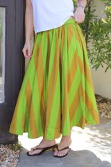 NEW Free People Lime Green & Mustard Striped Maxi Skirt Small Photo 0