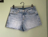 Wild Fable Mid Rise Midi Short Jean Denim Raw Hem Cut Frayed Size 8 R Blue Photo 0