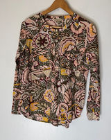 LOFT Outlet Womens Top‎ Sz L Pink Original Floral Tropical Long Sleeve Blouse Photo 0