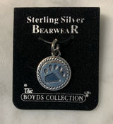 NEW Boyds Bearwear Sterling Silver Small Paw Coin Charm Pendant 925 Photo 0