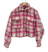 Zara Pink Plaid Cropped Shacket Jacket Size XS Fall Oversized Photo 0