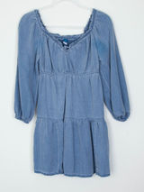 Old Navy Womens Chambray Tiered‎ Babydoll Dress Size XS Long Sleeve Cowgirl Boho Photo 0