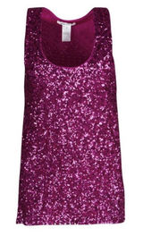 Alice + Olivia Pink Sequined Tank Top Size Medium All Over Sequin Glam Photo 0
